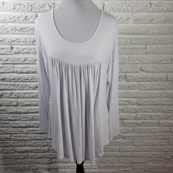 Cathy Womens Top Extra Large XL Tunic Baby Doll Long Sleeve White WHI11E - Picture 1 of 9